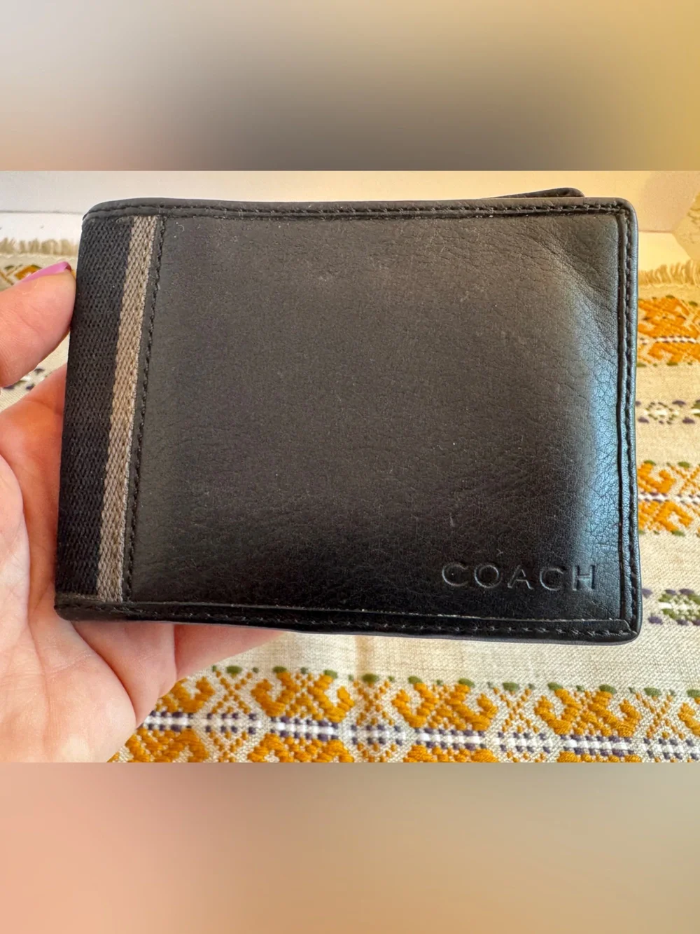 Coach • Leather Bifold Heritage Black Wallet